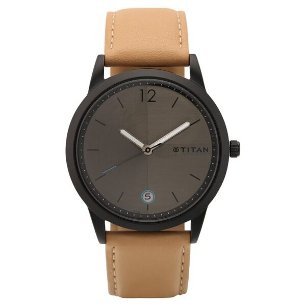 Titan Men's Timeless Style Watch: Refined Anthracite Dial and Lather Strap (1806NL01)