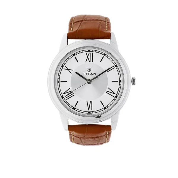 Titan Karishma Silver Dial Analog Leather Strap watch for Men (1735SL01)