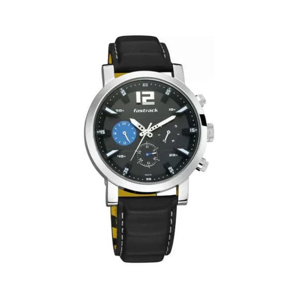 Fastrack Fastfit Black Dial Leather Strap Watch (3227SL01)